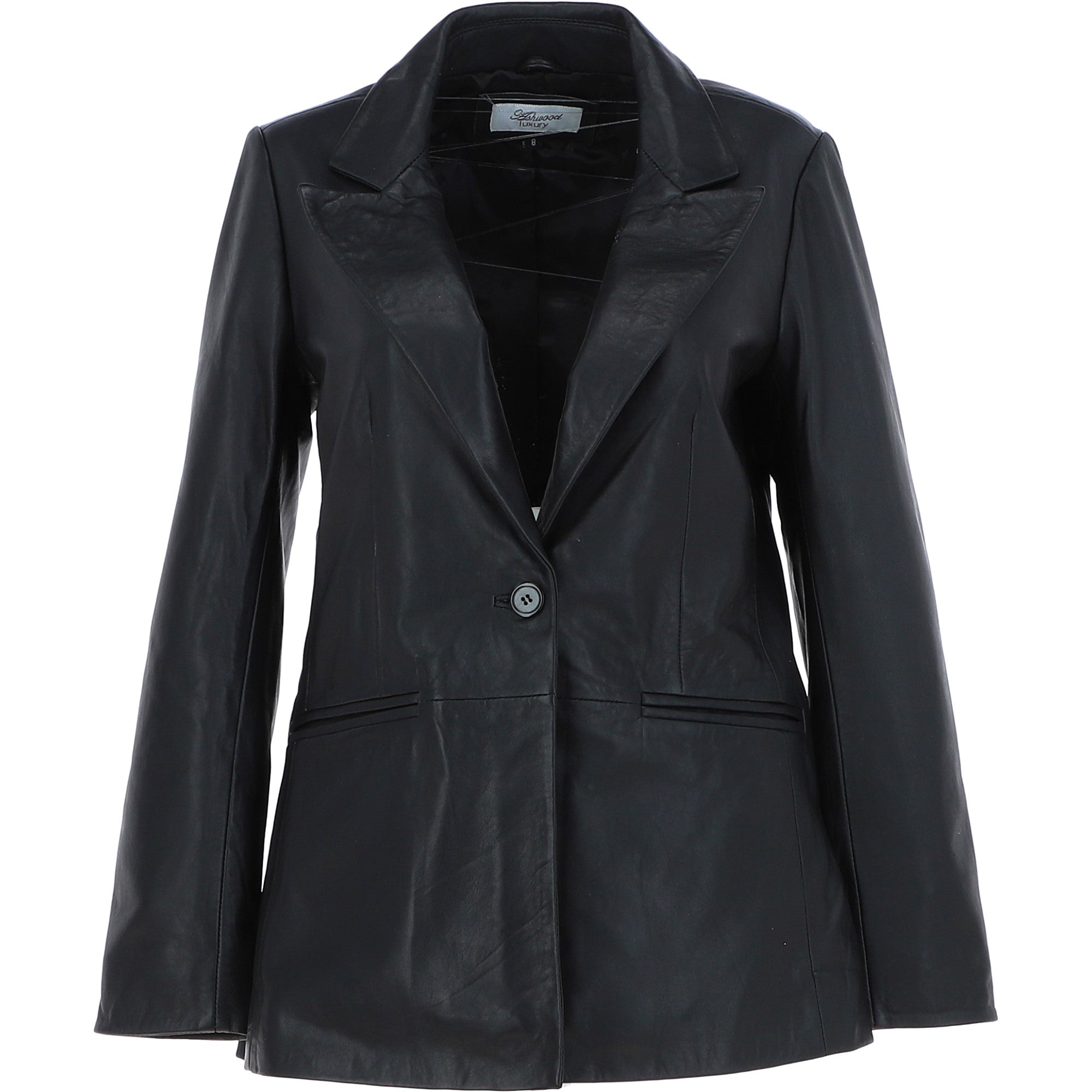 Womens Leather Fashion Single Breasted Blazer Black: AWL-Blazer