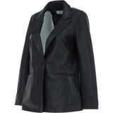 Womens Leather Fashion Single Breasted Blazer Black: AWL-Blazer