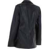 Womens Leather Fashion Single Breasted Blazer Black: AWL-Blazer