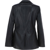 Womens Leather Fashion Single Breasted Blazer Black: AWL-Blazer