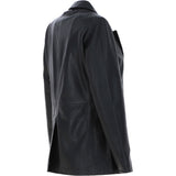 Womens Leather Fashion Single Breasted Blazer Black: AWL-Blazer