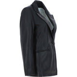 Womens Leather Fashion Single Breasted Blazer Black: AWL-Blazer