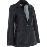 Womens Leather Fashion Single Breasted Blazer Black: AWL-Blazer