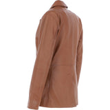 Womens Leather Fashion Single Breasted Blazer Tan: AWL-Blazer