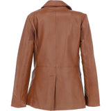Womens Leather Fashion Single Breasted Blazer Tan: AWL-Blazer