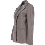 Womens Leather Fashion Single Breasted Blazer Taupe: AWL-Blazer