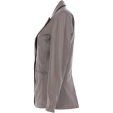 Womens Leather Fashion Single Breasted Blazer Taupe: AWL-Blazer