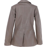 Womens Leather Fashion Single Breasted Blazer Taupe: AWL-Blazer