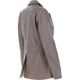 Womens Leather Fashion Single Breasted Blazer Taupe: AWL-Blazer
