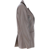 Womens Leather Fashion Single Breasted Blazer Taupe: AWL-Blazer