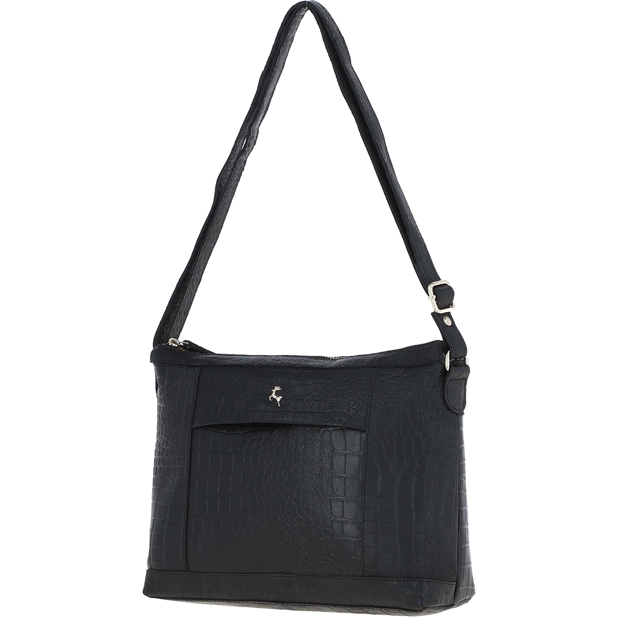 Luxury Croc Print Leather Shoulder Bag Black/croc: bc1