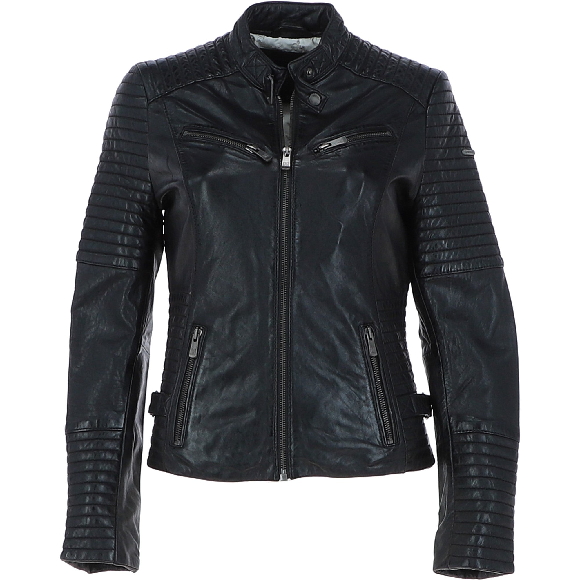 Women's Leather Biker Jacket Black: BikeX