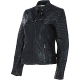 Women's Leather Biker Jacket Black: BikeX