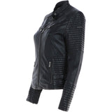 Women's Leather Biker Jacket Black: BikeX