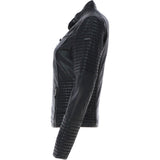 Women's Leather Biker Jacket Black: BikeX