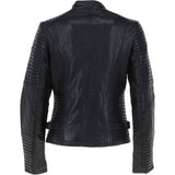 Women's Leather Biker Jacket Black: BikeX