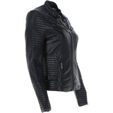 Women's Leather Biker Jacket Black: BikeX