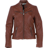 Women's Leather Biker Jacket Cognac: BikeX