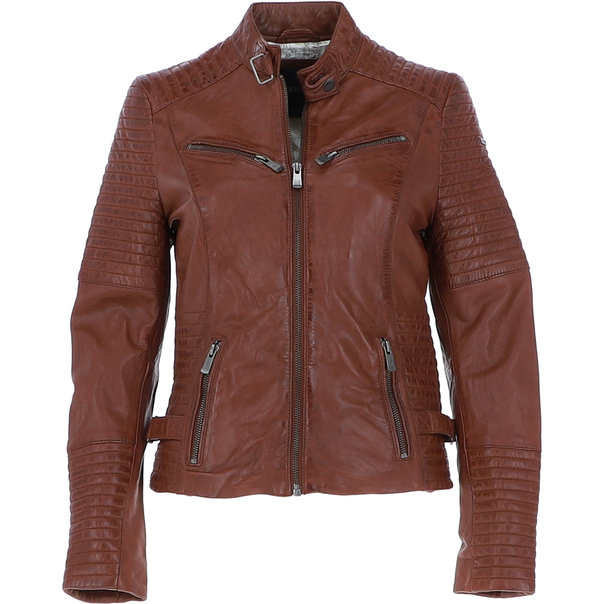 Women's Leather Biker Jacket Cognac: BikeX