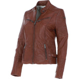Women's Leather Biker Jacket Cognac: BikeX