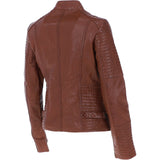 Women's Leather Biker Jacket Cognac: BikeX