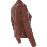 Women's Leather Biker Jacket Cognac: BikeX