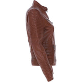 Women's Leather Biker Jacket Cognac: BikeX