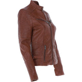 Women's Leather Biker Jacket Cognac: BikeX