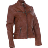 Women's Leather Biker Jacket Cognac: BikeX