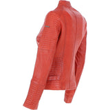 Women's Leather Biker Jacket Orange: BikeX