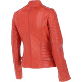 Women's Leather Biker Jacket Orange: BikeX