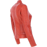 Women's Leather Biker Jacket Orange: BikeX