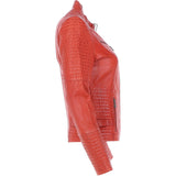 Women's Leather Biker Jacket Orange: BikeX
