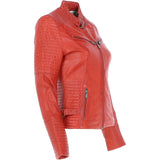 Women's Leather Biker Jacket Orange: BikeX