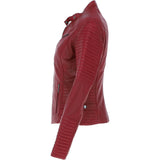 Women's Leather Biker Jacket Red: BikeX