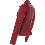 Women's Leather Biker Jacket Red: BikeX