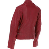 Women's Leather Biker Jacket Red: BikeX