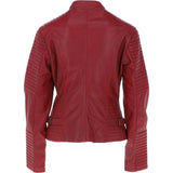 Women's Leather Biker Jacket Red: BikeX