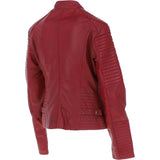 Women's Leather Biker Jacket Red: BikeX