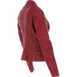 Women's Leather Biker Jacket Red: BikeX