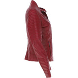 Women's Leather Biker Jacket Red: BikeX