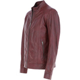 Leather Biker Jacket Burgundy: BR ROCK 2