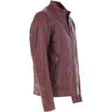 Leather Biker Jacket Burgundy: BR ROCK 2