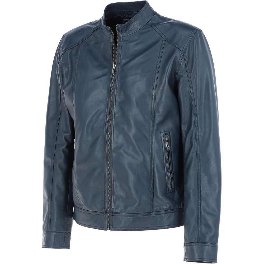 Leather Biker Jacket Navy: BR ROCK 2