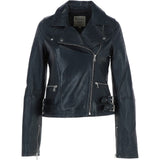 Women's Leather Biker Jacket Navy: BR CHELSEA