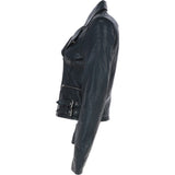 Women's Leather Biker Jacket Navy: BR CHELSEA