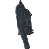 Women's Leather Biker Jacket Navy: BR CHELSEA