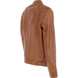 Leather Biker Jacket Tan: BR ROCK 2