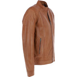 Leather Biker Jacket Tan: BR ROCK 2