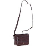 Ashwood Crocodile Print Cross Body Bag Bordeaux/croc: C-50
